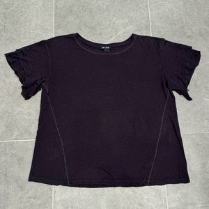 NIC+ZOE Short Sleeve Navy Blue Top Large